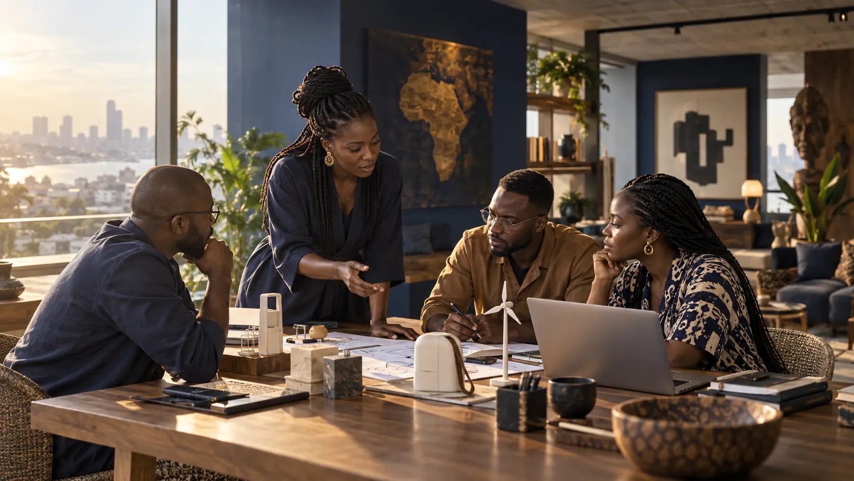 Une équipe fondatrice africaine en atelier de stratégie